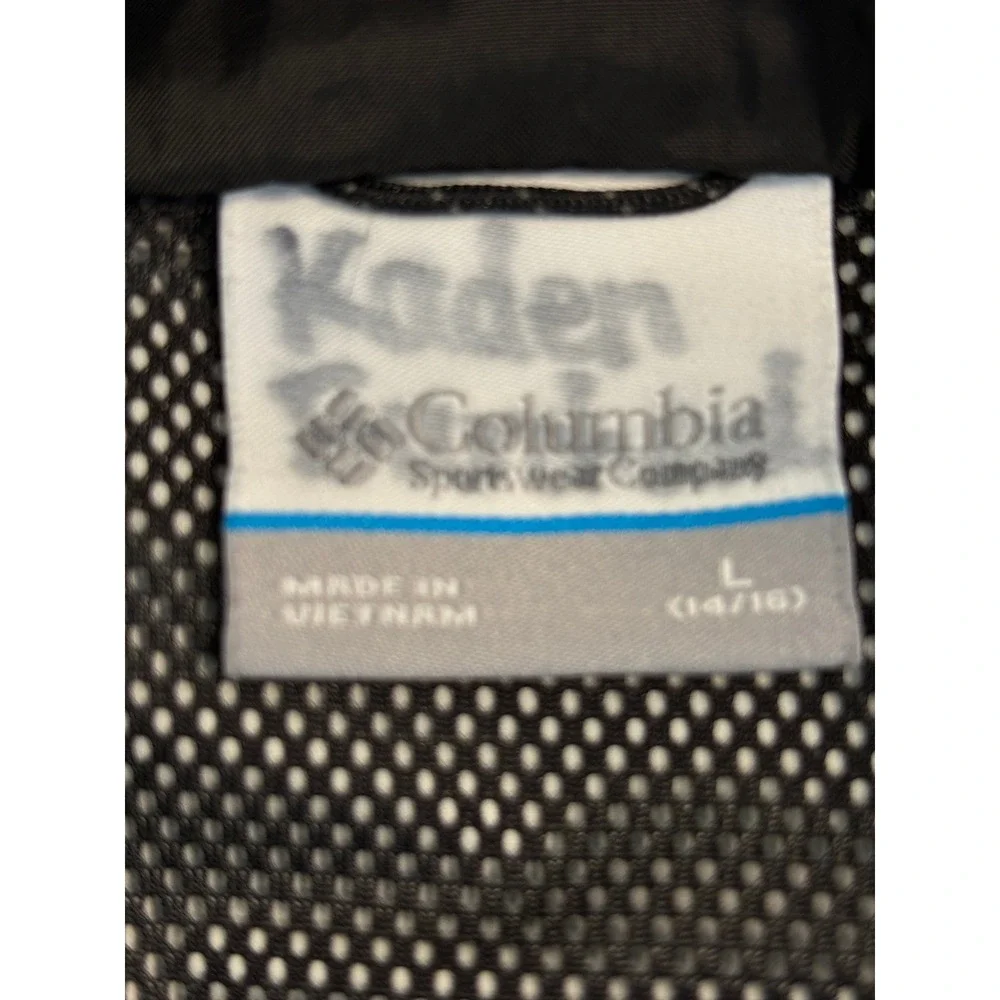 Columbia Boys Glennaker Rain Jacket Black‎ Windbreaker Hooded Coat Large 14/16